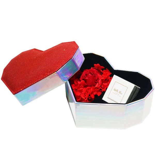 Unique Luxury Cardboard Paper Heart Shaped Flower Box With Custom Printing