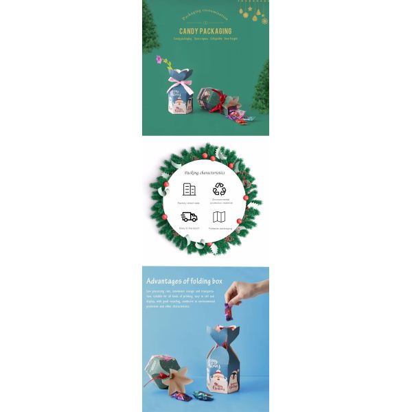 Wholesale Folding Candy Cake Christmas Gift Paper Box Packing With Ribbon