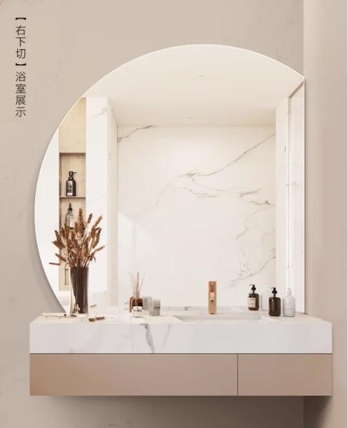 Semi Circular LED Frameless Mirror Special Shaped Makeup Wall Mounted Frameless Mirror