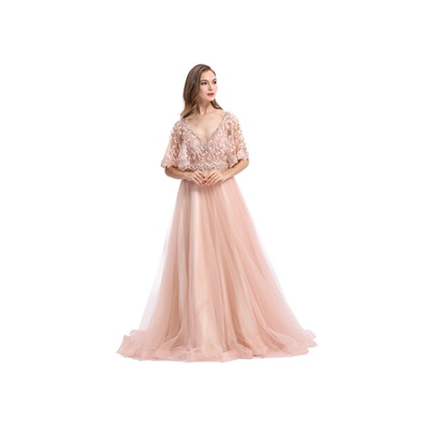 Elegant Greene Vening Dresses For Women / V Neck Long Muslim Formal Dress