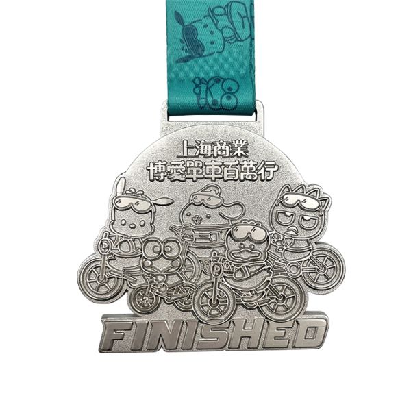 Zinc Alloy Die Struck Sand Blasting Cycling Medal