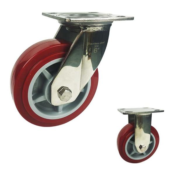 roda rígida resistente do rodízio do plutônio da placa 304SS anti oxidação de 300kg 6x2 da”
