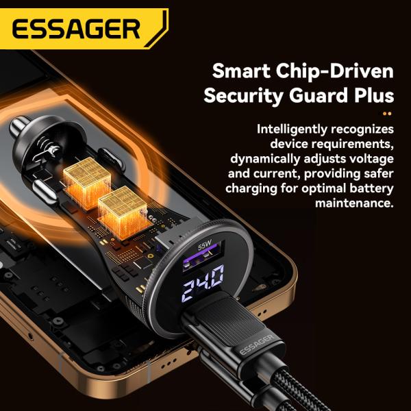 ESSAGER ES-CC18 シリーズ 73W USB-A 車用携帯電話充電器 プラケット 急速な車用充電器