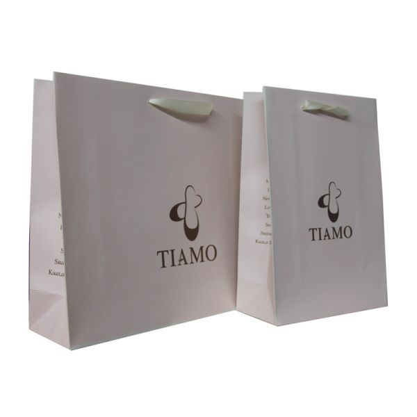 Cute Tiamo Pink Paper Carrier Bag Ribbion Handle For Packing Lady Shoes