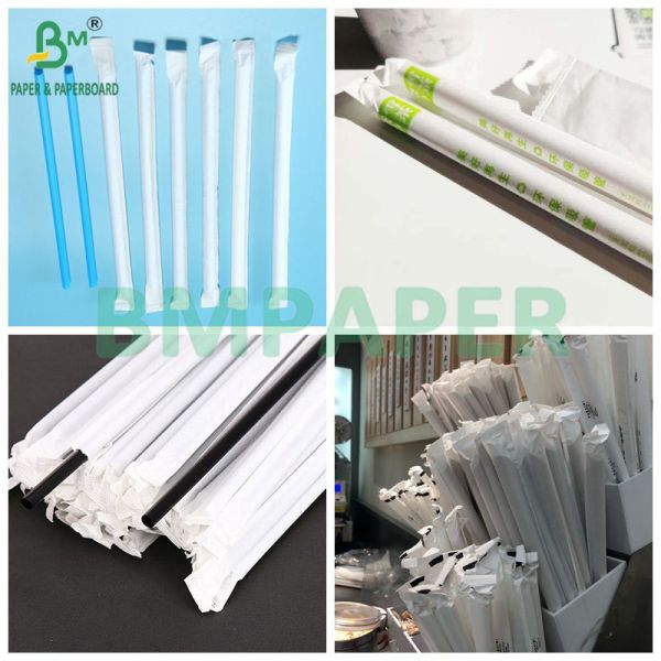 24gsm 32mm Food Grade Degradable White Straw Wrapping Paper For Straw Packing