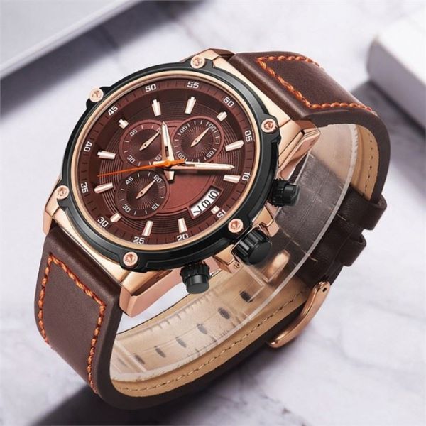 Business Calendar Quartz Sports Watch 38mm Surface 3ATM Waterproof