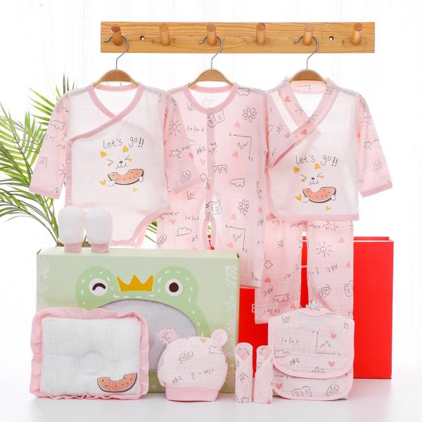 Golden supplier organic 100% cotton shower clothings clothes jumpsuits box newborn new born baby gift set for girl