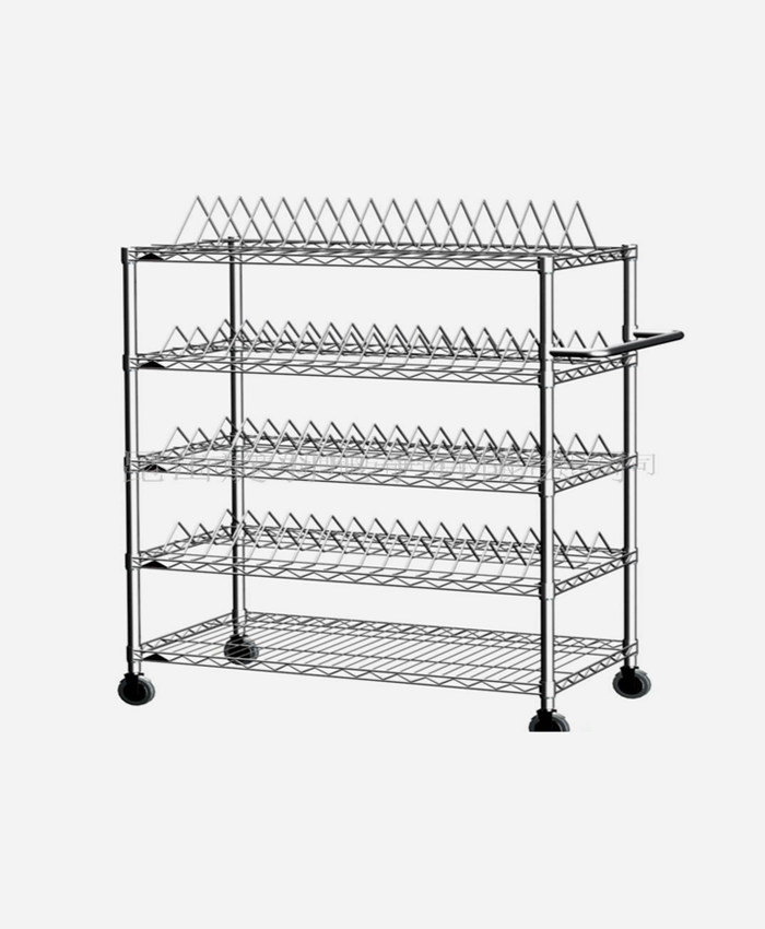 Four Tier  Industrial Wire Shelving / Silver Steel Antistatic Warehouse Trolley