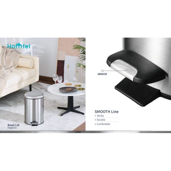 Round Stainless Steel Foot Pedal Trash Can With Quiet Close Lid