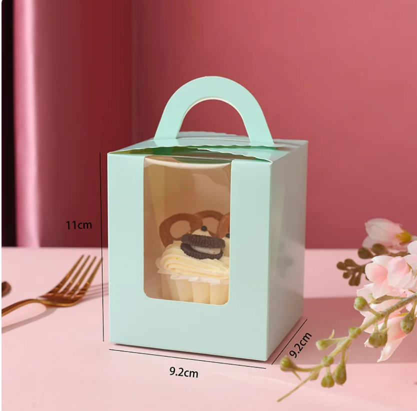 Portable Cupcake Packaging Box with Lid and Window Insert Customized Pink Color