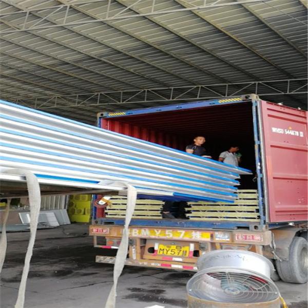 blue color 50mm thickness 11.9m long rock wool sandwich panel for warehouse