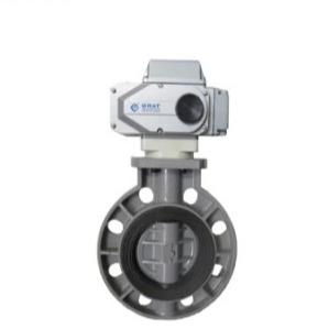 DC 24V 2 Inch Wafer Fluorine Electric Butterfly Valve With On / Off Feedback Signal