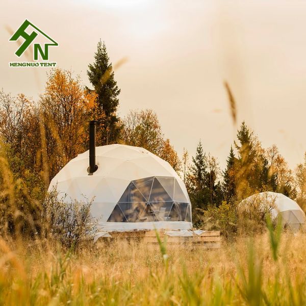 Glamping Family Geodesic Dome Tent Kits Prefab Houses Shower Room Included