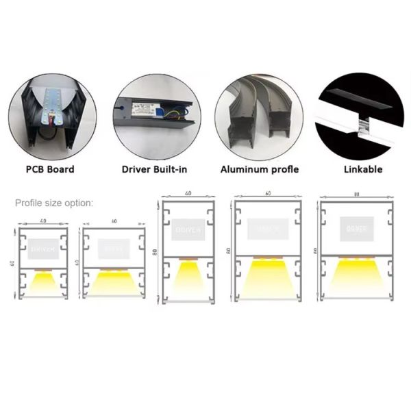 OEM Recessed Linear Led Lighting Commercial Pendant Extruded Aluminum Curved