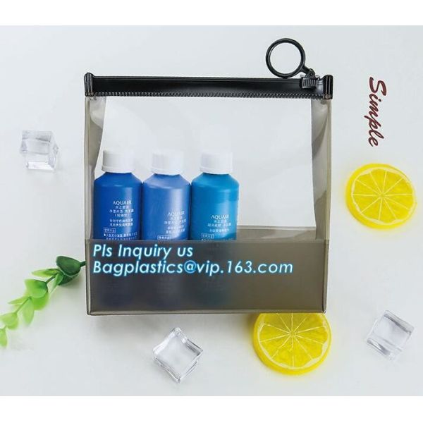 Fashion Packing Cosmetic Bag EVA Pouch, OEM promotional transparent plastic Heat Seal sewing zipper clear pvc cosmetic b