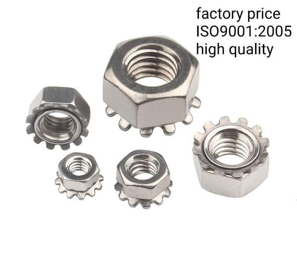 Galvanized Locking Acorn Nut , DIN6923 Locking Acorn Nut Colored Plating M3-M10