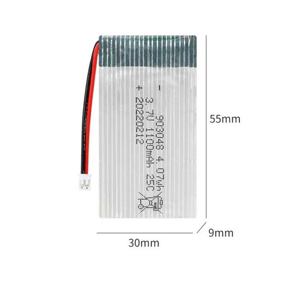903048 Lithium Polymer Battery 3.7V 1100mAh 25C High Rate Discharge for RC Aircraft and Drone