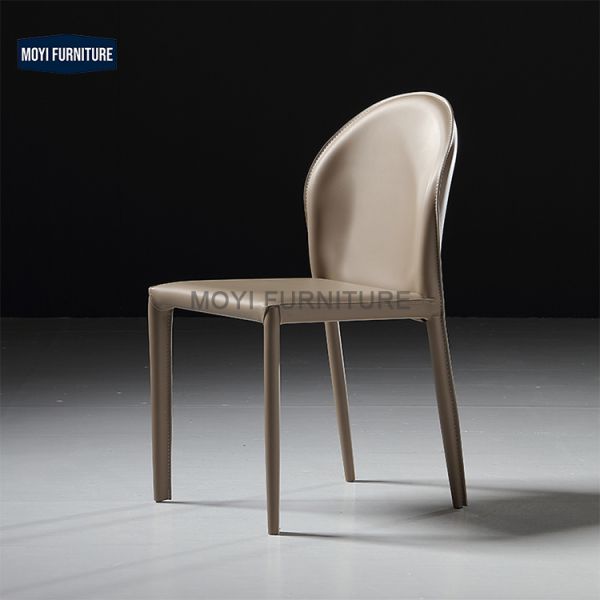 Dining Chair Metal Legs Modern Simple Saddle Leather Carbon Steel Frame Comfortable Style for Home Restaurant Kitchen