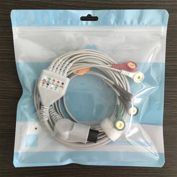 TPU Jacket 3 Meter Mindray Ecg Cable Round 6P Reusable 5 Lead Ecg Cable