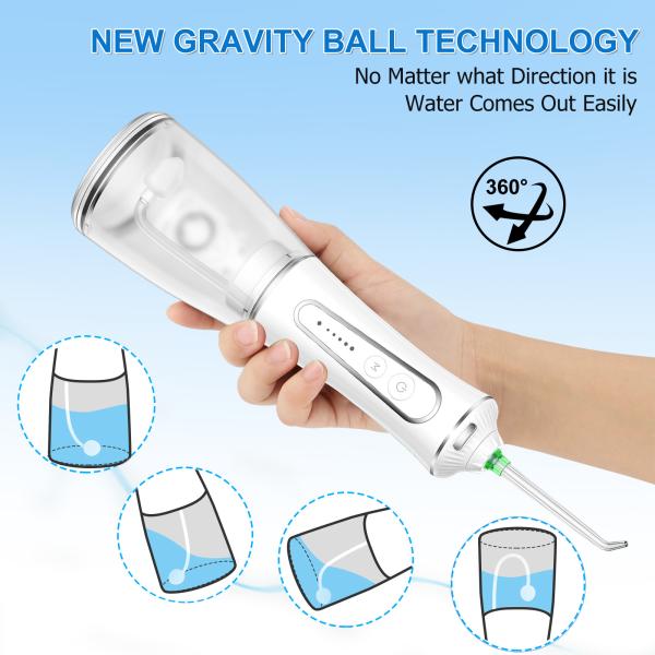 Portable Type Oral Irrigator Care Smart Powerful Detachable Dental Water Flosser for Teeth Water 5 Nozzles Pik 300ml Usb