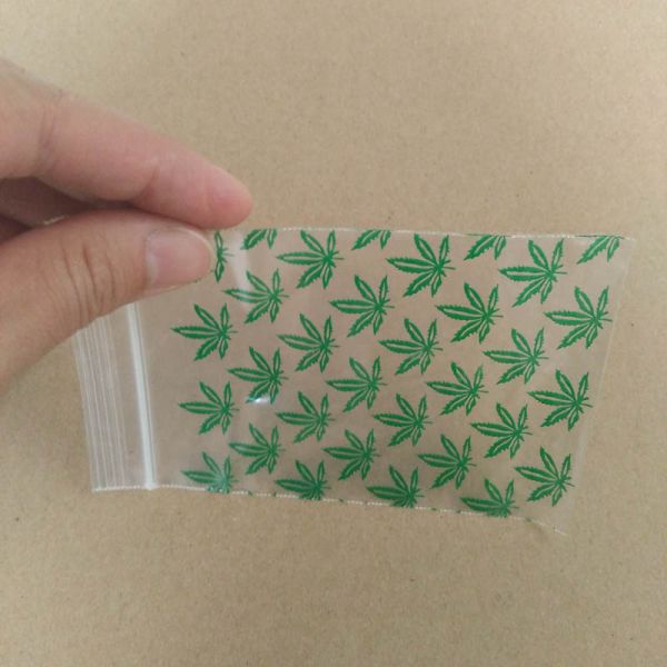 7.5x11.5 Cm Green Weed Mini Plastic Zipper Bags For Rings Earrings Jewelry