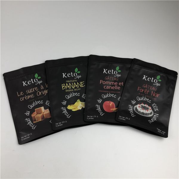 Matte Black Fast Printing Time and Custom Printed Bags For Shake Supplement Powder Packaging Bags