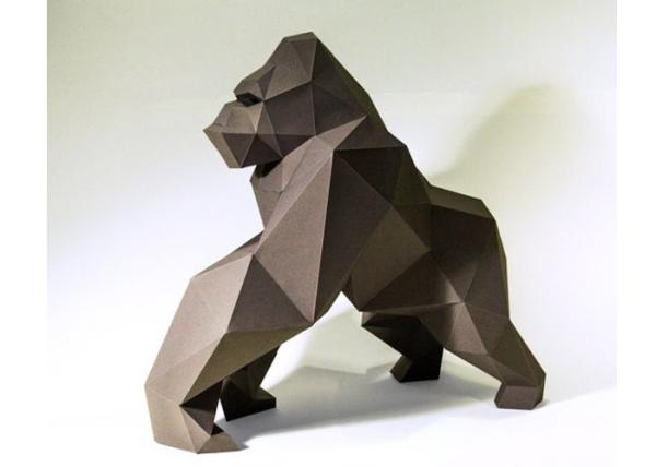 Contemporary Painted Stainless Steel Ape Sculpture 100cm Height