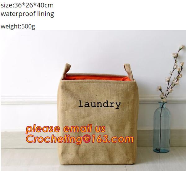 Wholesale Foldable waterproof jute dirty clothes basket/folding laundry basket for packing