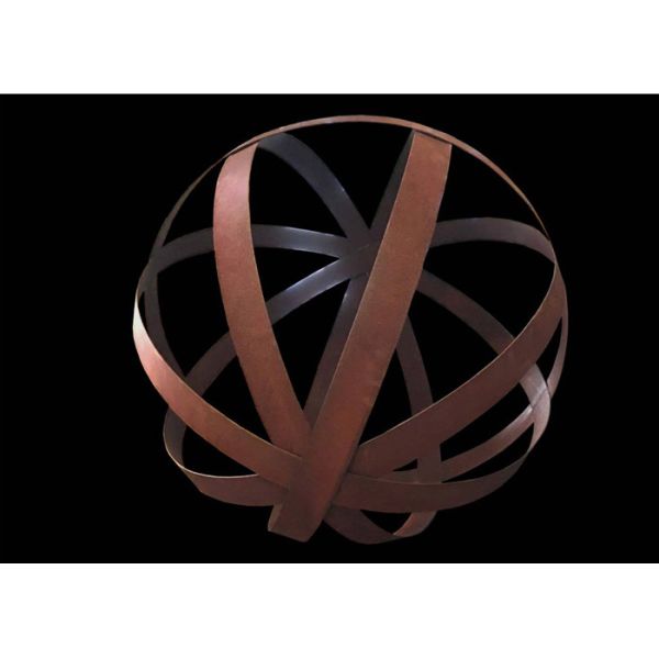 Hollow Corten Steel Lawn Ball Rusted Metal Garden Sculptures Custom Size