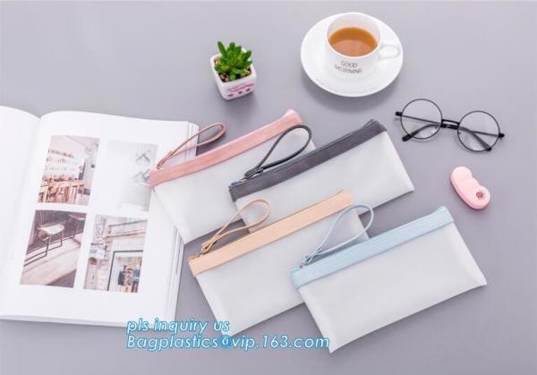 clear vinyl TPU pencil case bag with zipper for boys girls, Creative contracted envelope bag translucent frosted pencil