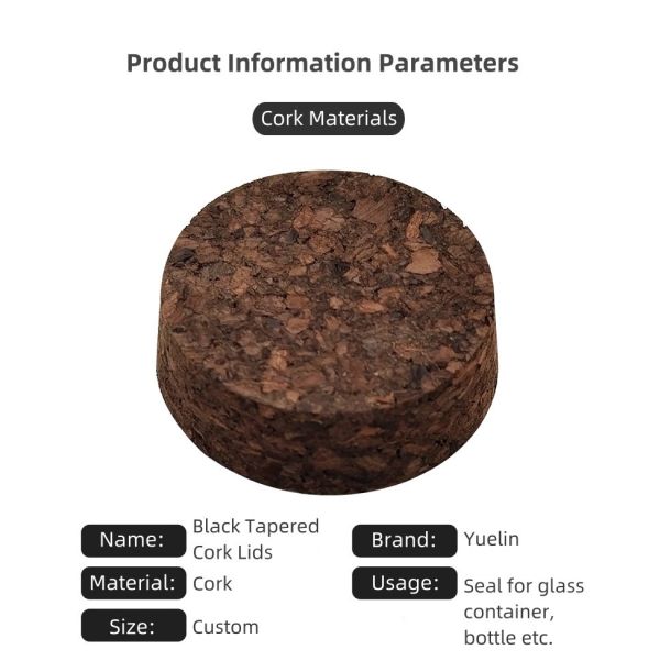 Black Carbonized Cork Lids Cork Bottle Stopper Plugs sealed moisture proof