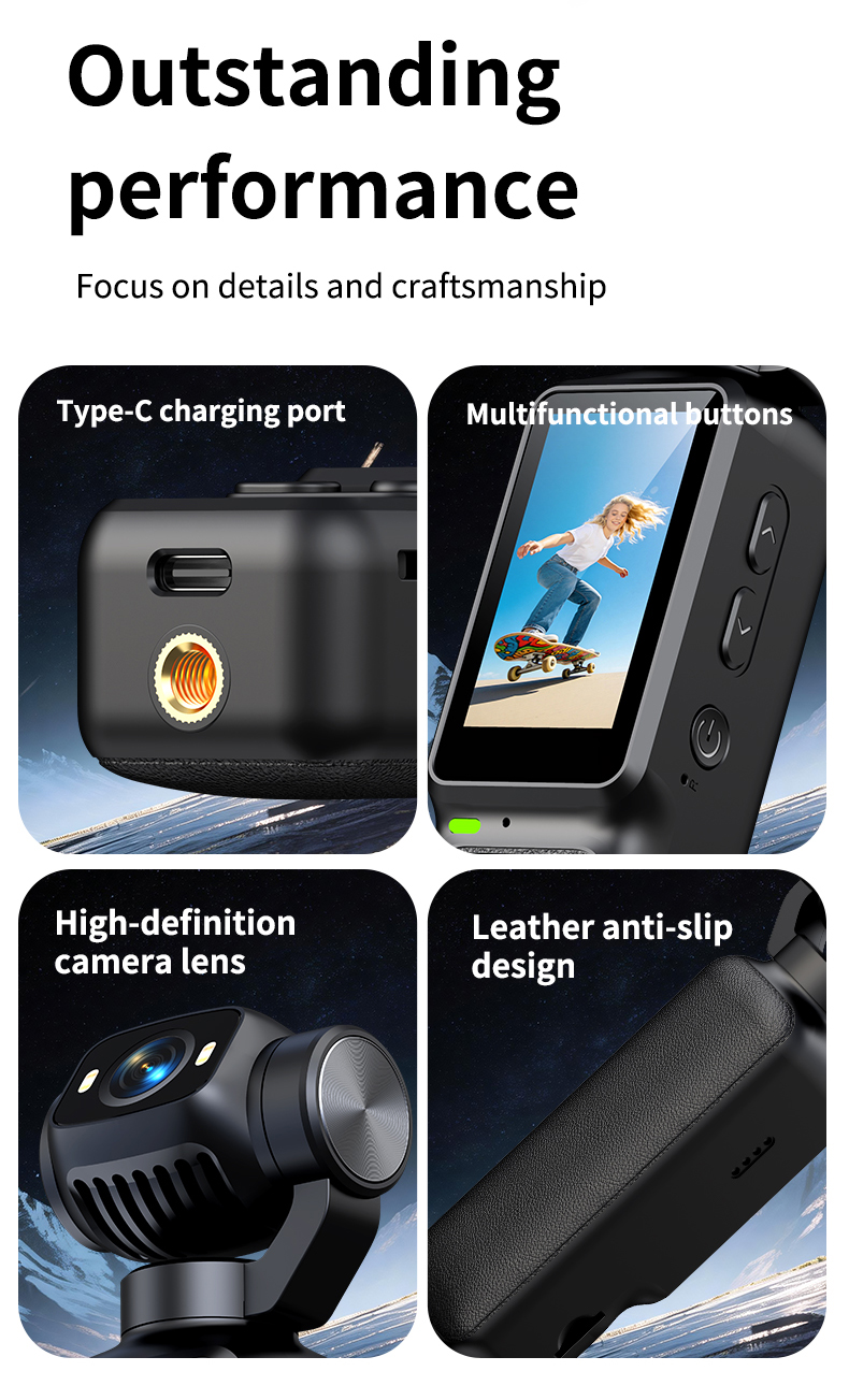 Bulk Mix Color Orders Supported OEM Laser Engrave Logo Red One Tap Record Button 1.97 Inch Screen Multi Mode Shooting
