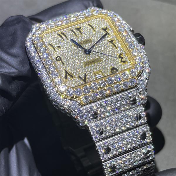 Busto de OME Moissanite abaixo do relógio VVS Cartier Moissanite Watch Bling Dial