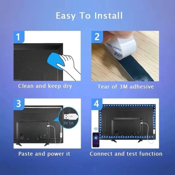 Smart IP65 Waterproof RGB 5050 LED Light Strip Kit USB 5V Low-voltage with APP/Remote Control