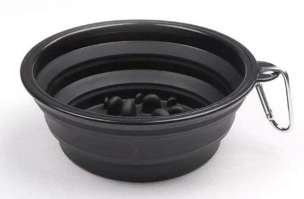 Portable Collapsible Slow Feeder Dog Bowl 35oz Rubber Food Bowl Eco Friendly