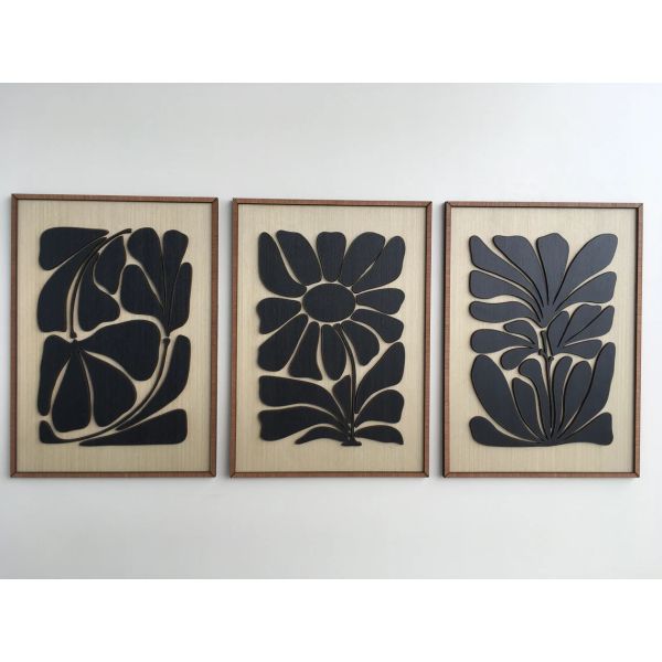 Home Appliance Mid Century Modern Wall Art for Boho Room Leafy Art in Minimal Black and White