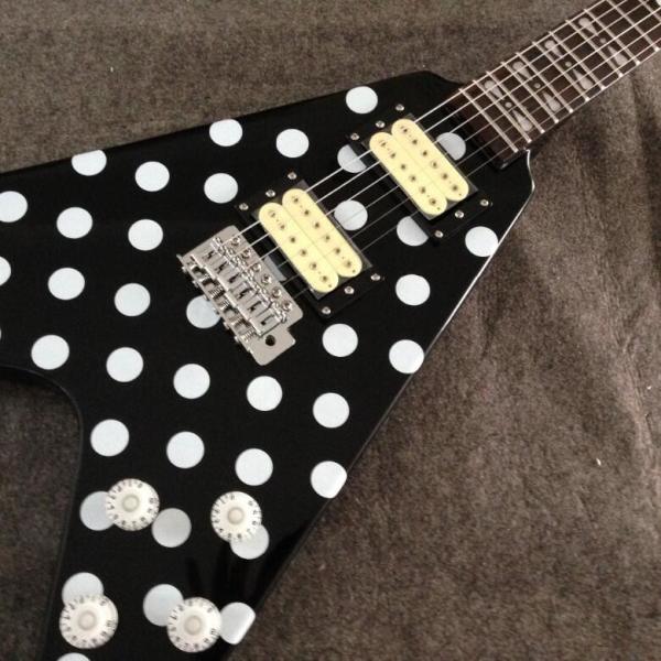 Stock Randy Rhoads Guitar Harpoon Polka Dot Flying V standard electric Guitar Replica Collectible