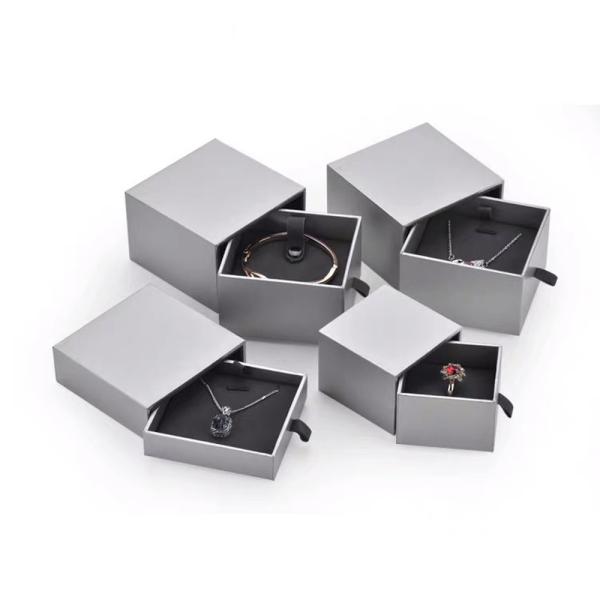 Grey Square Small Cardboard Jewelry Gift Boxes For Necklaces Pendant Bracelet