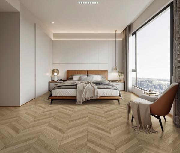 Carreaux de porcelaine en bois à os de poisson 600x1200 mm pour salon résistant à l'usure