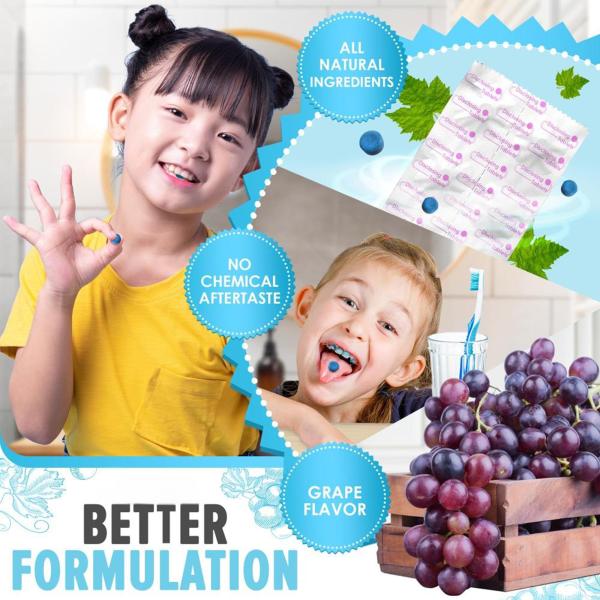 60 Count Chewable Disclosing Tablets For Kids Teeth Individually Wrapped Grape Flavored