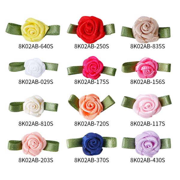 Handmade Pink Satin Ribbon Flowers Bow for Wedding Decoration Garment Accessories