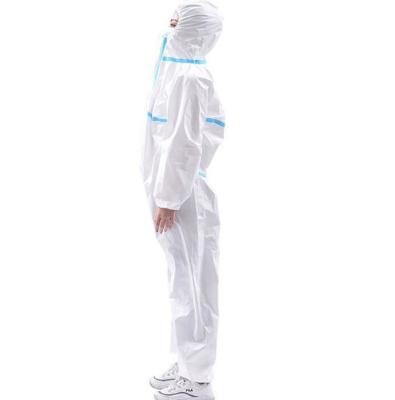 Vestido descartável azul branco do isolamento, terno descartável da combinação para a unidade de cuidados intensivos