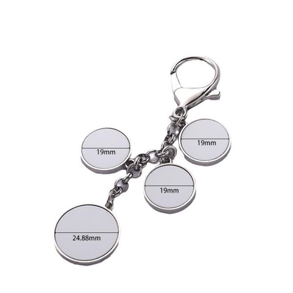 Zinc Alloy Sublimation Blank Metal Key Chain Custom Logo With 4 Round Charms Sublimation Keychains