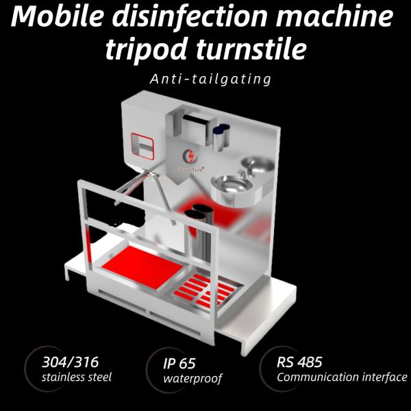 Stainless Steel Tripod Turnstile with Hand Sanitizer Dispenser