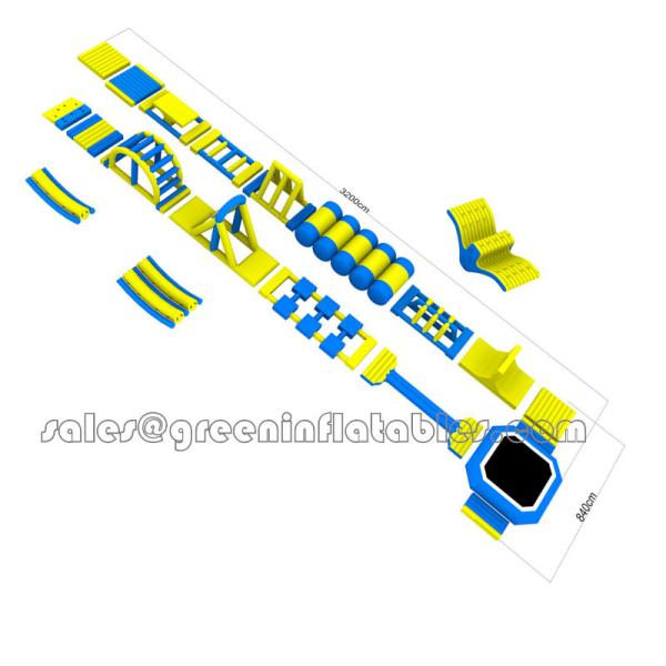 Yellow Giant Inflatable Floating Water Park With 0.9mm PVC Tarpaulin Material