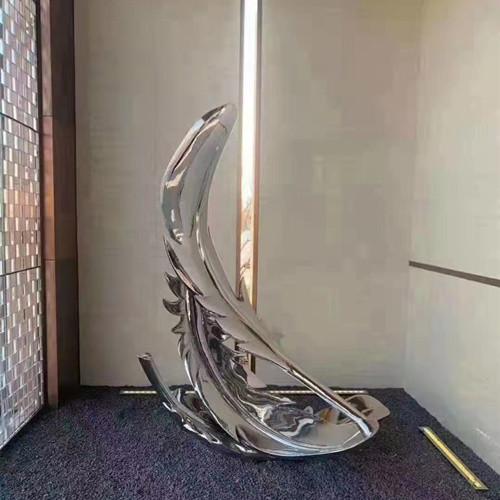 Silver Feather Home Decor Sculptures Decorative Abstract Stainless Steel