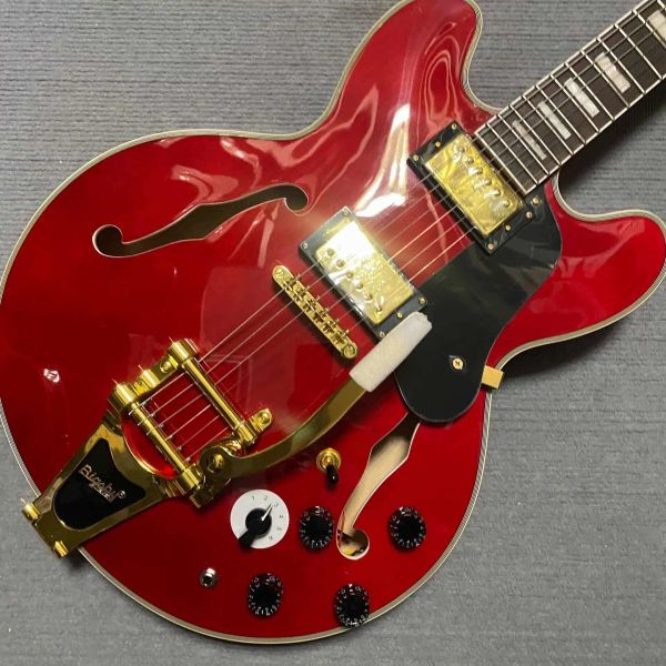 Custom Gibson ES-335 Style Semi-Hollow Jazz Electric Guitar with Bigsby