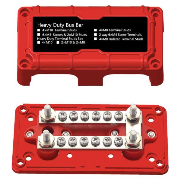 12V 300A 4M6+12M4 Studs Power Distribution Terminal Bus Bar Marine Grade