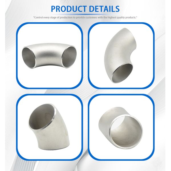 Fittings para tuberías de acero inoxidable de acero inoxidable con extremo de soldadura de 90 grados LR 316L