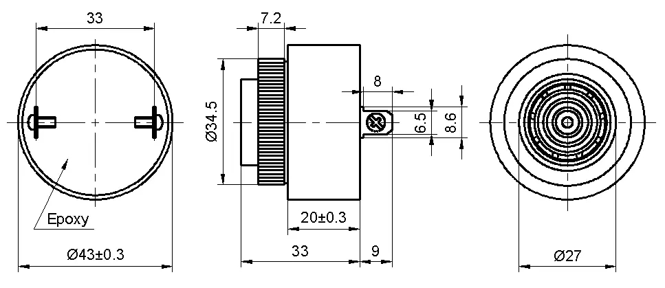 Тип зуммера IP67 сигнала тревоги 100dB DC12V Piezo электронный водоустойчивый